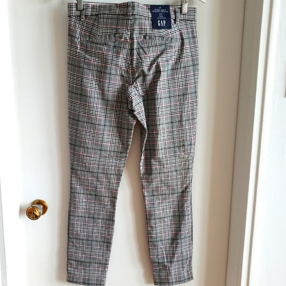 Gap Skinny Ankle Grey Pink Plaid Stretch Mid-Rise Dress Pants Women Size 8 NWT - Picture 2 of 9